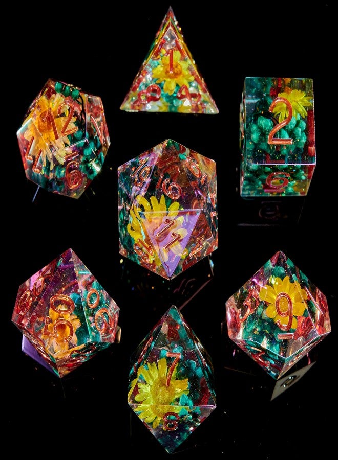 FugaCity DND Dice Set, Handmade Sharp Edge 7 Piece Resin Dice-Dungeons and Dragons Polyhedral Dice Set, D&D Dice Set with Gift Dice Case for RPG MTG Table Games - Image 1